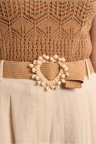 Ceinture en raphia avec boucle en perles