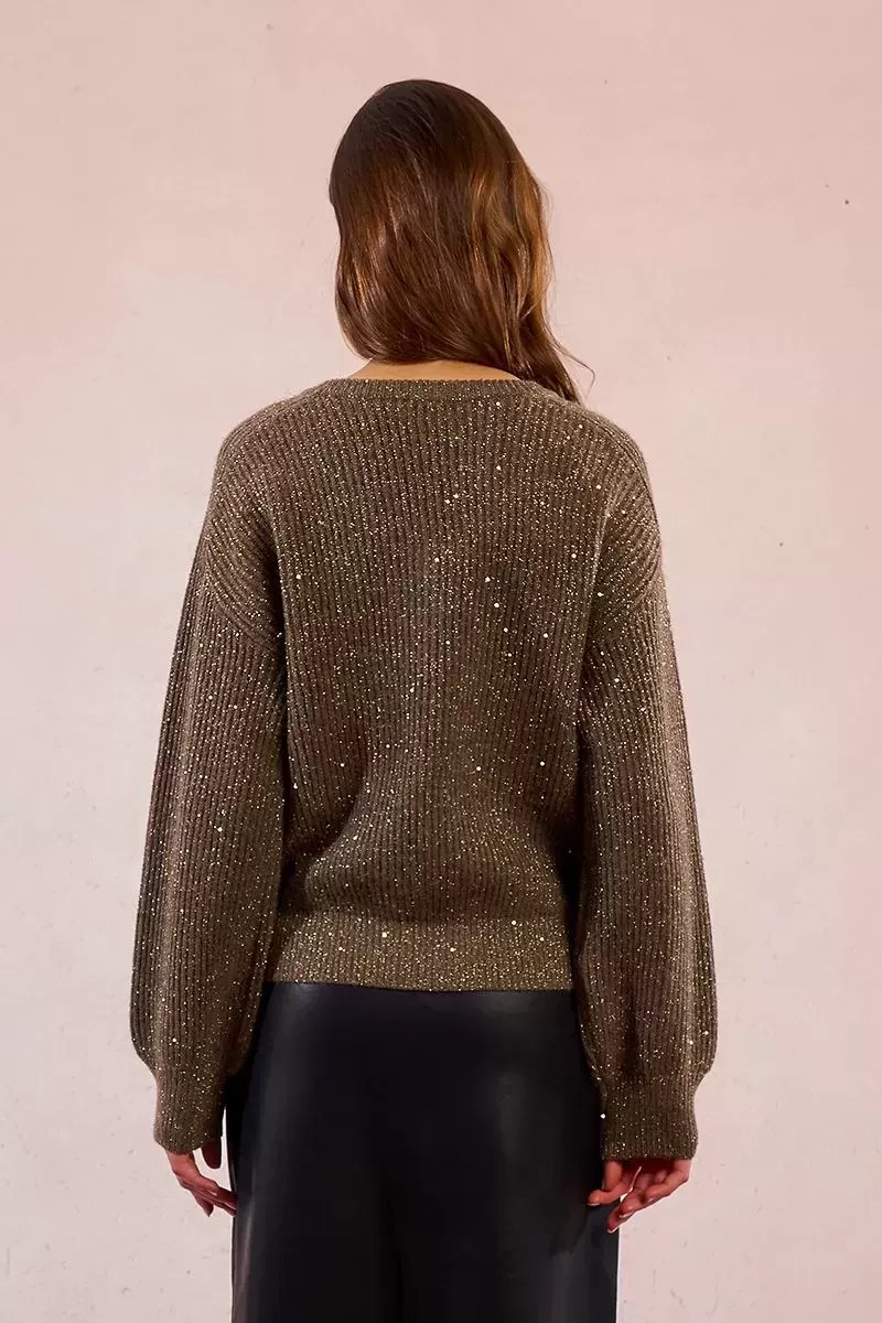 Pull col v à sequins