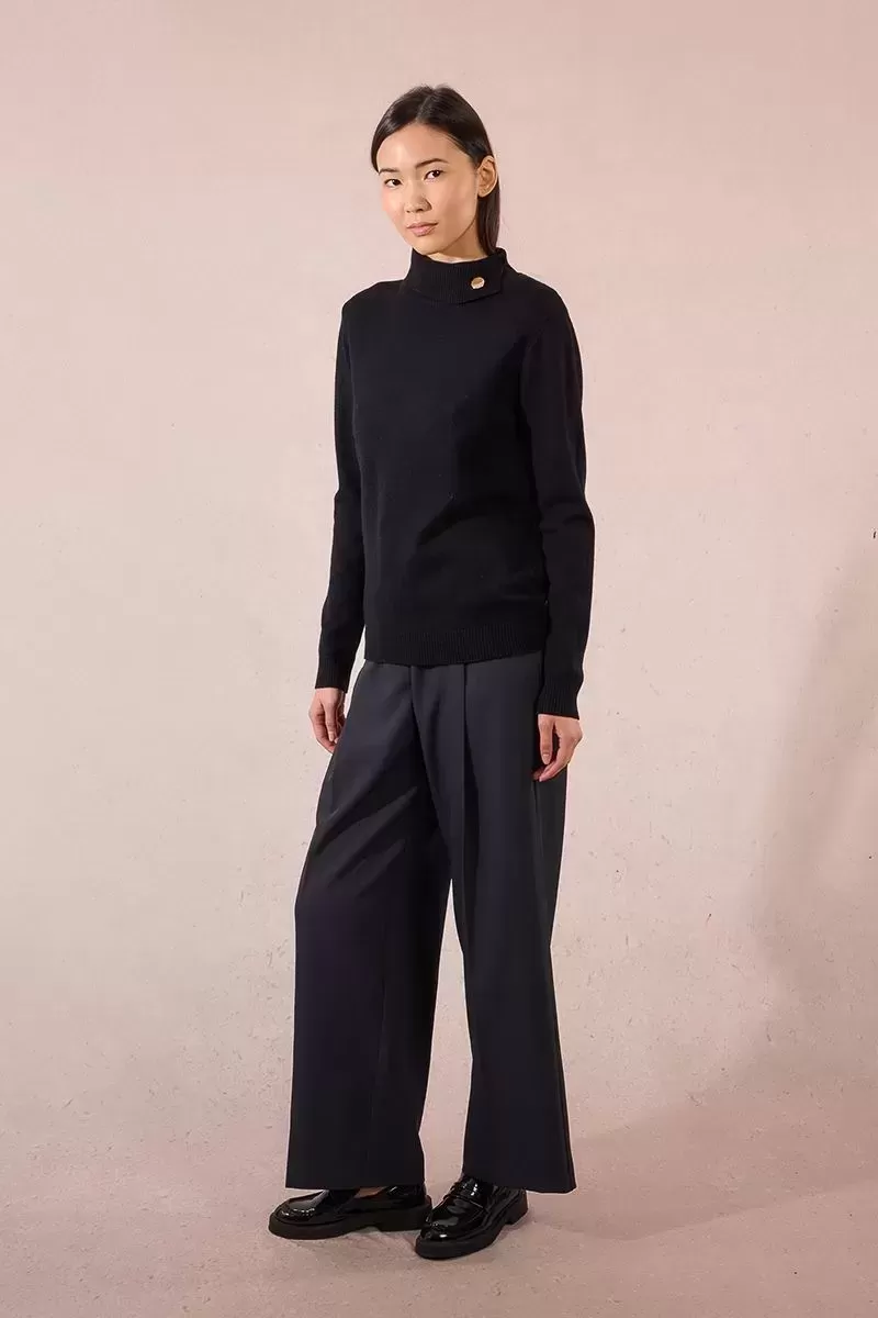 Pull col roule boutonne