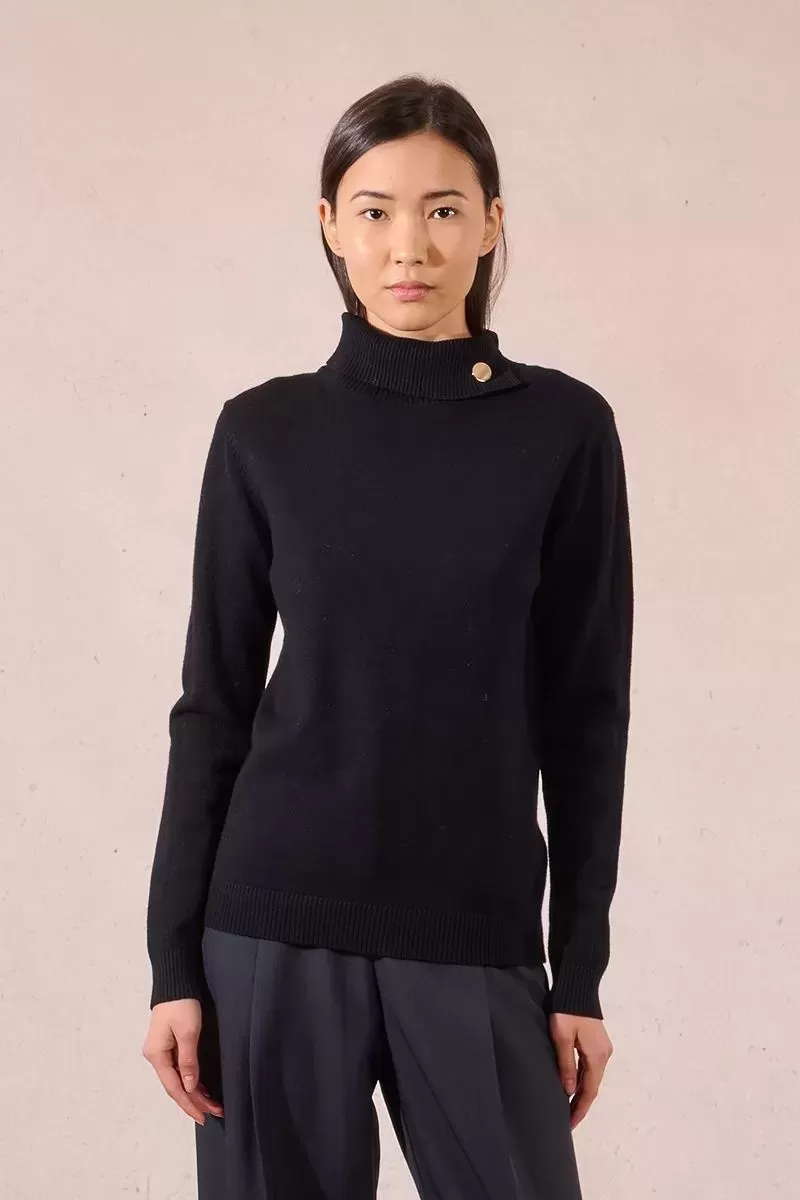 Pull col roule boutonne