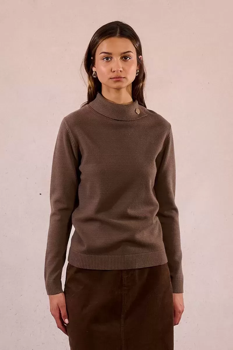 Pull col roule boutonne