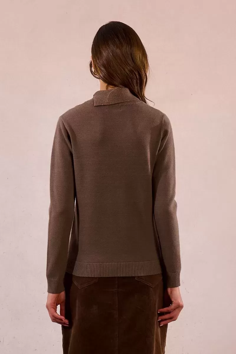 Pull col roule boutonne