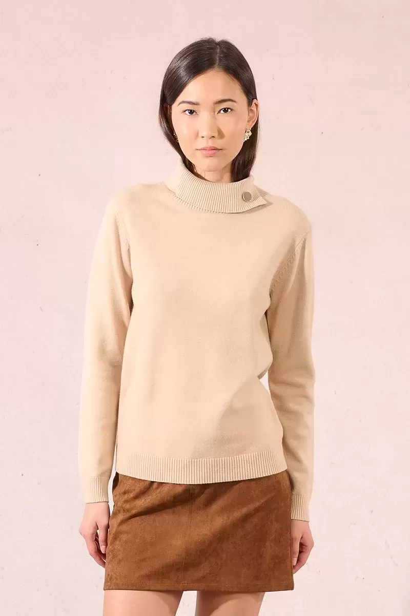 Pull col roule boutonne