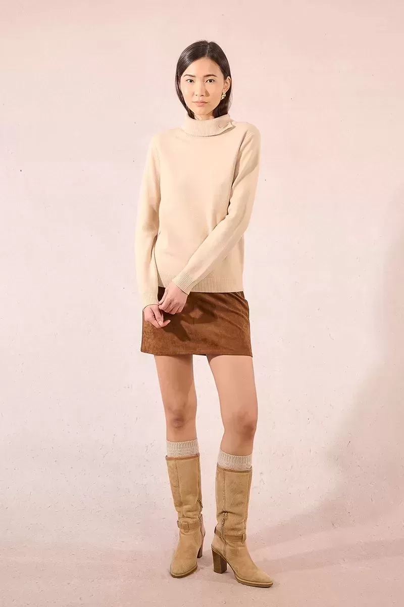 Pull col roule boutonne