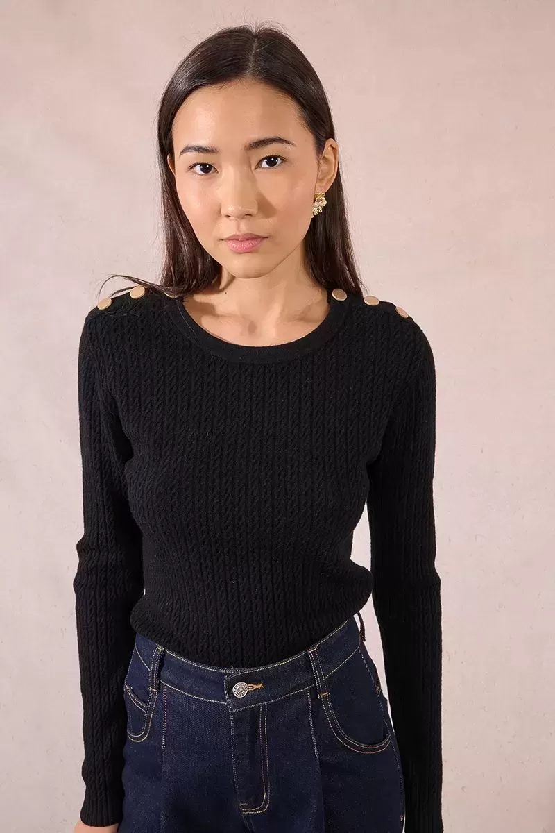 Pull col roule boutonne