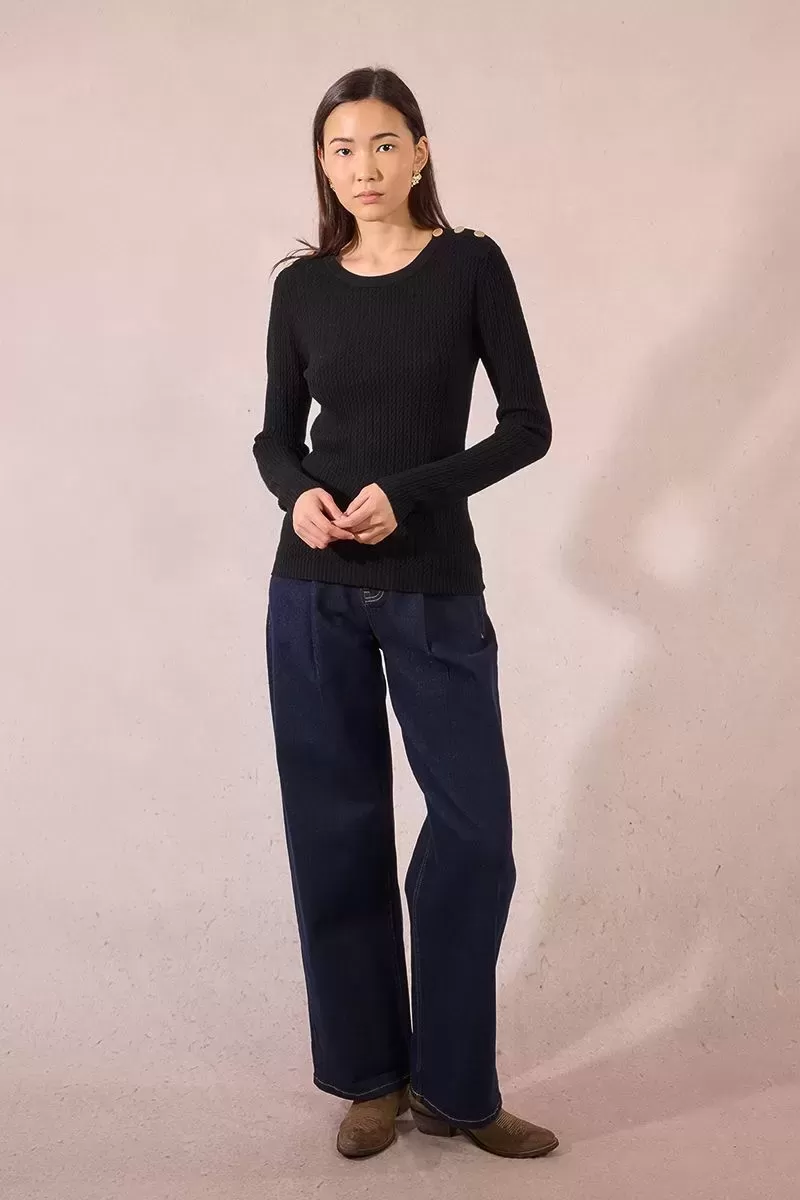 Pull col roule boutonne