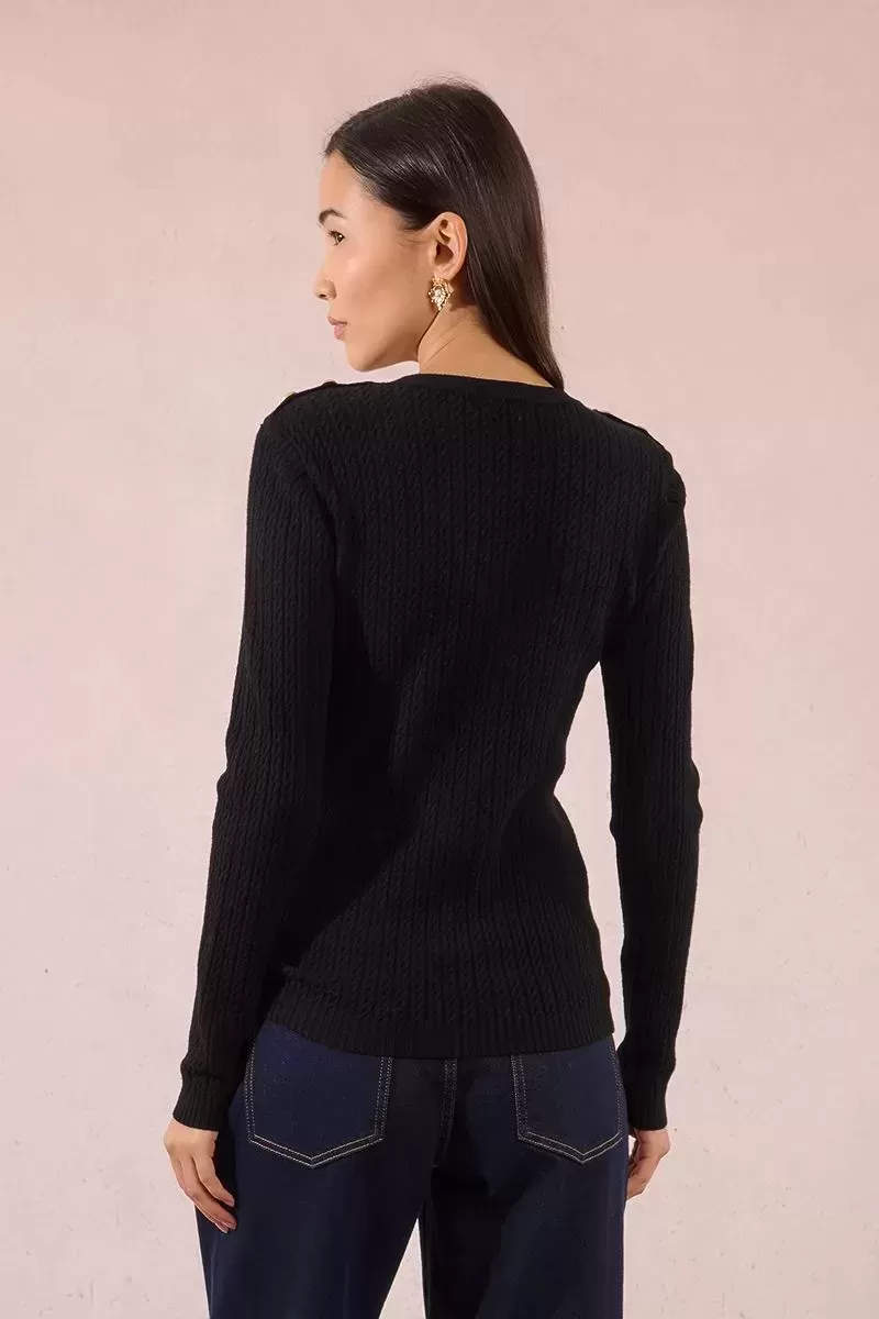 Pull col roule boutonne