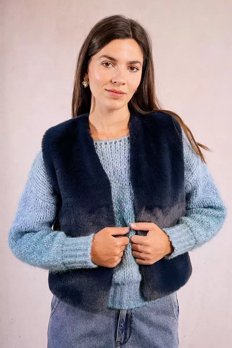Gilet sans manche fausse fourrure
