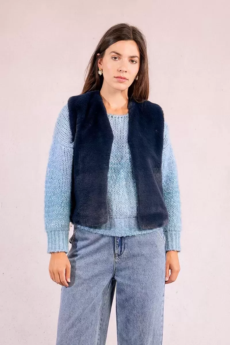 Gilet sans manche fausse fourrure