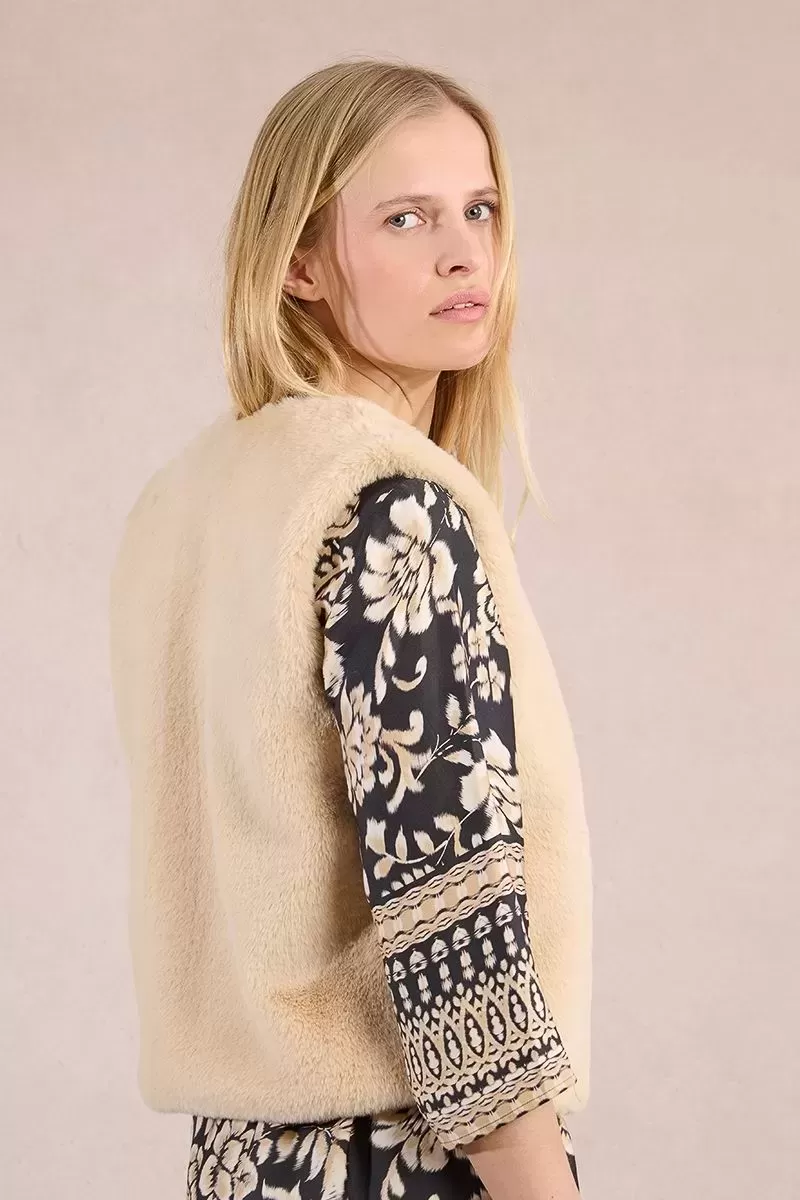 Gilet sans manche fausse fourrure