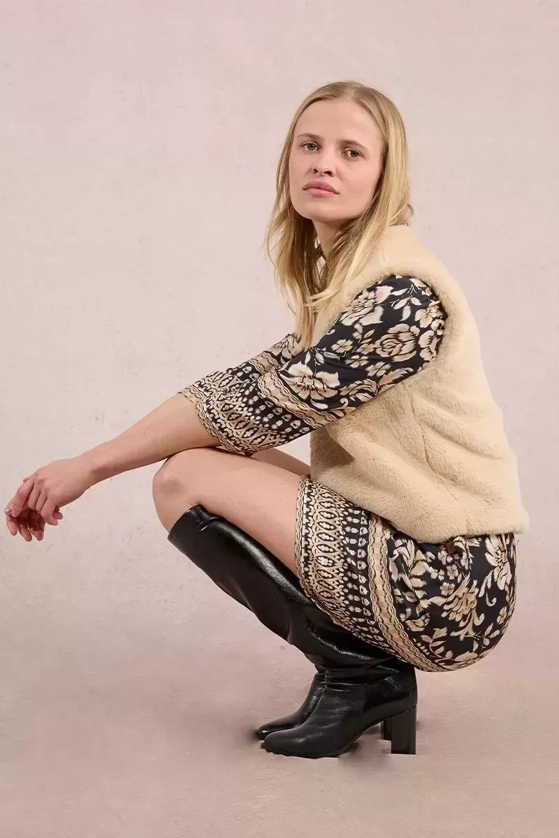 Gilet sans manche fausse fourrure