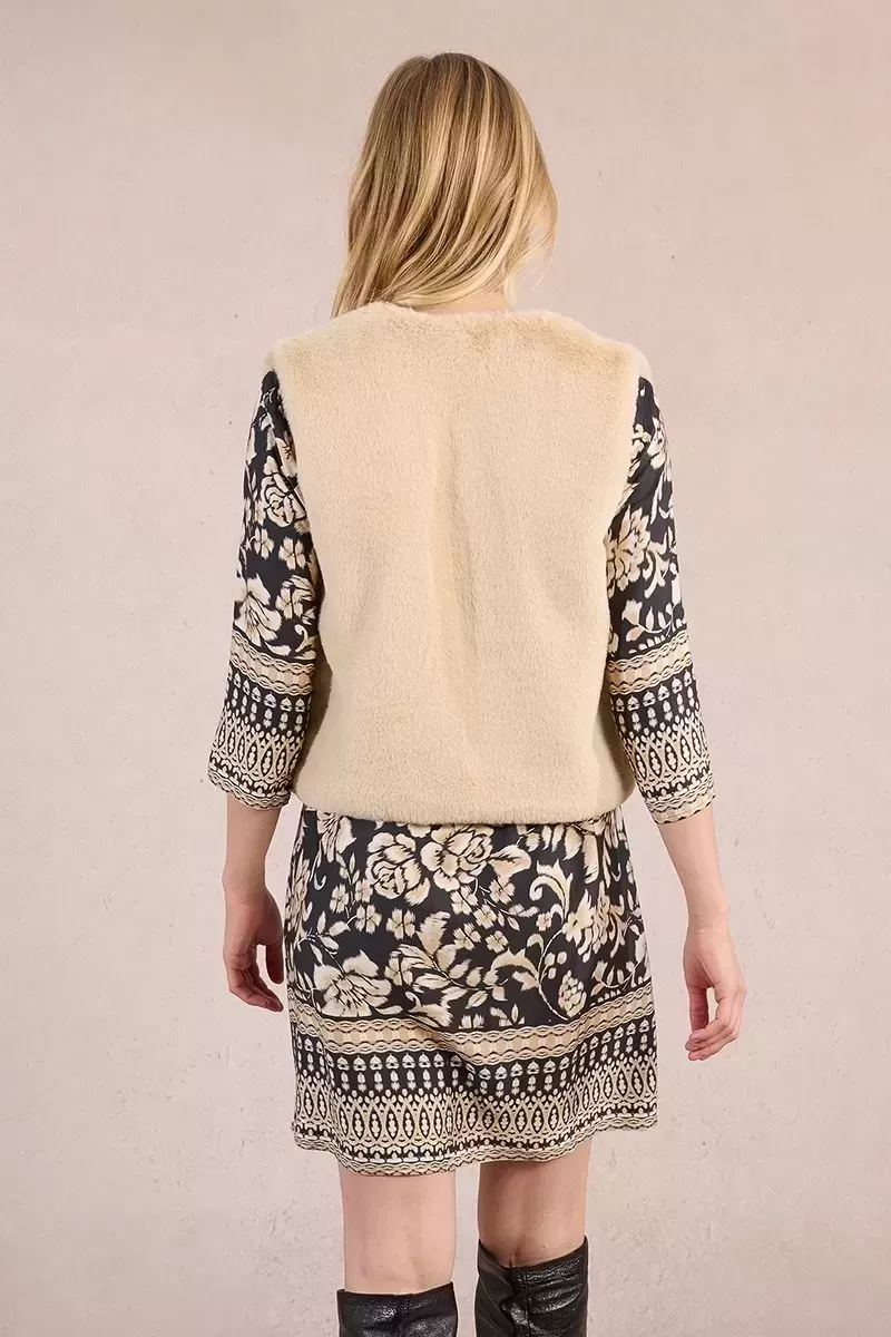 Gilet sans manche fausse fourrure