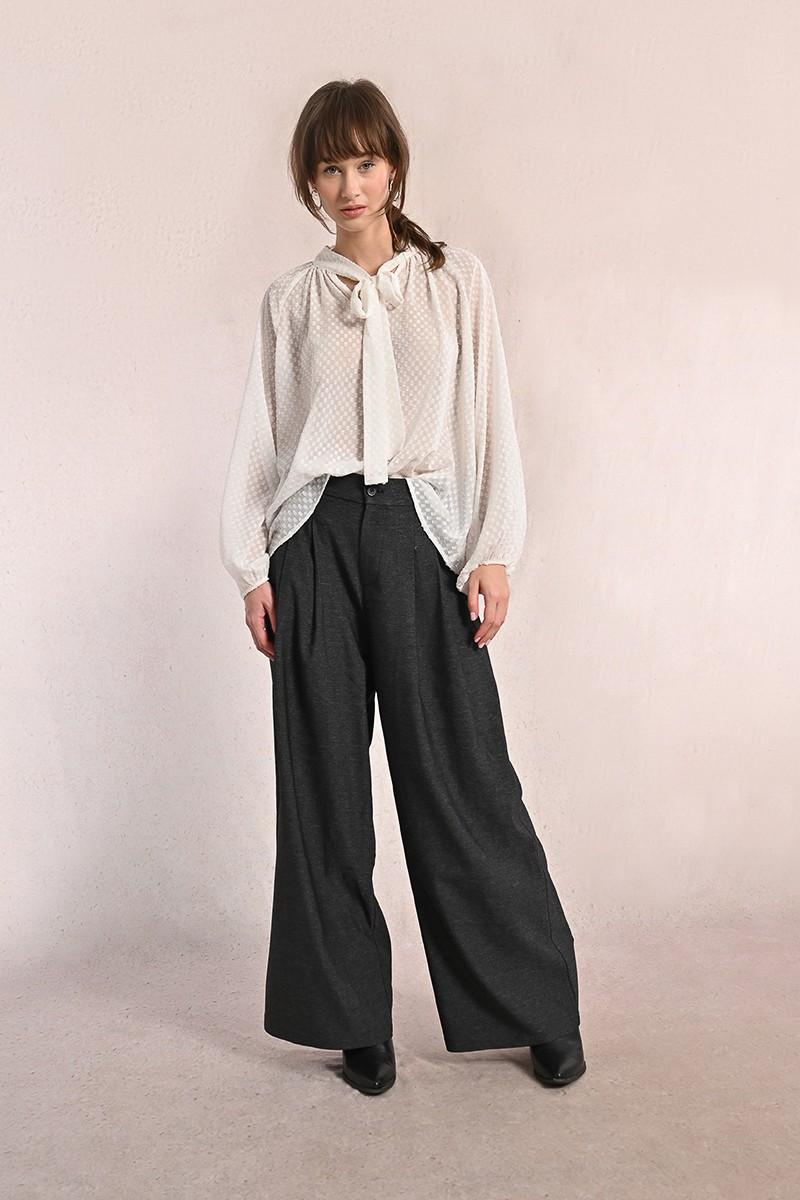 pantalon large taille haute