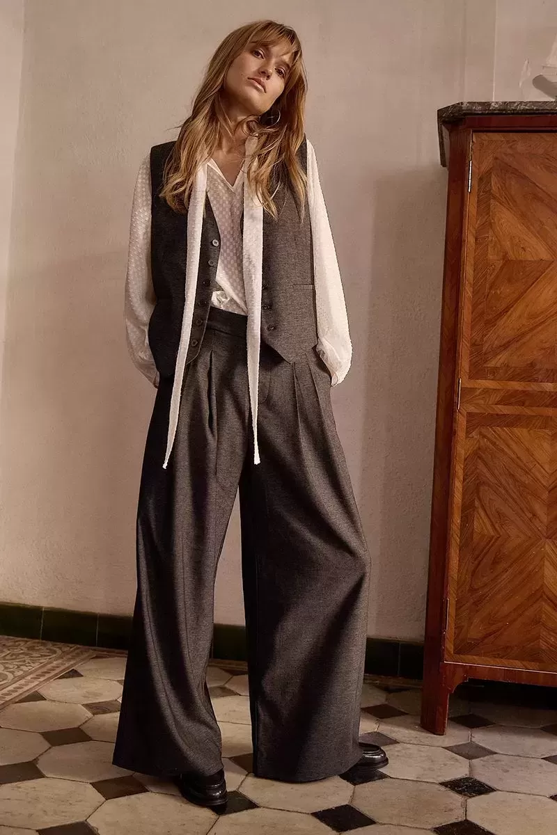 pantalon large taille haute