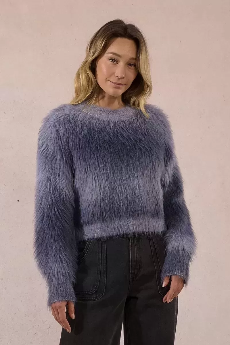 Pull tie-dye en maille brossée