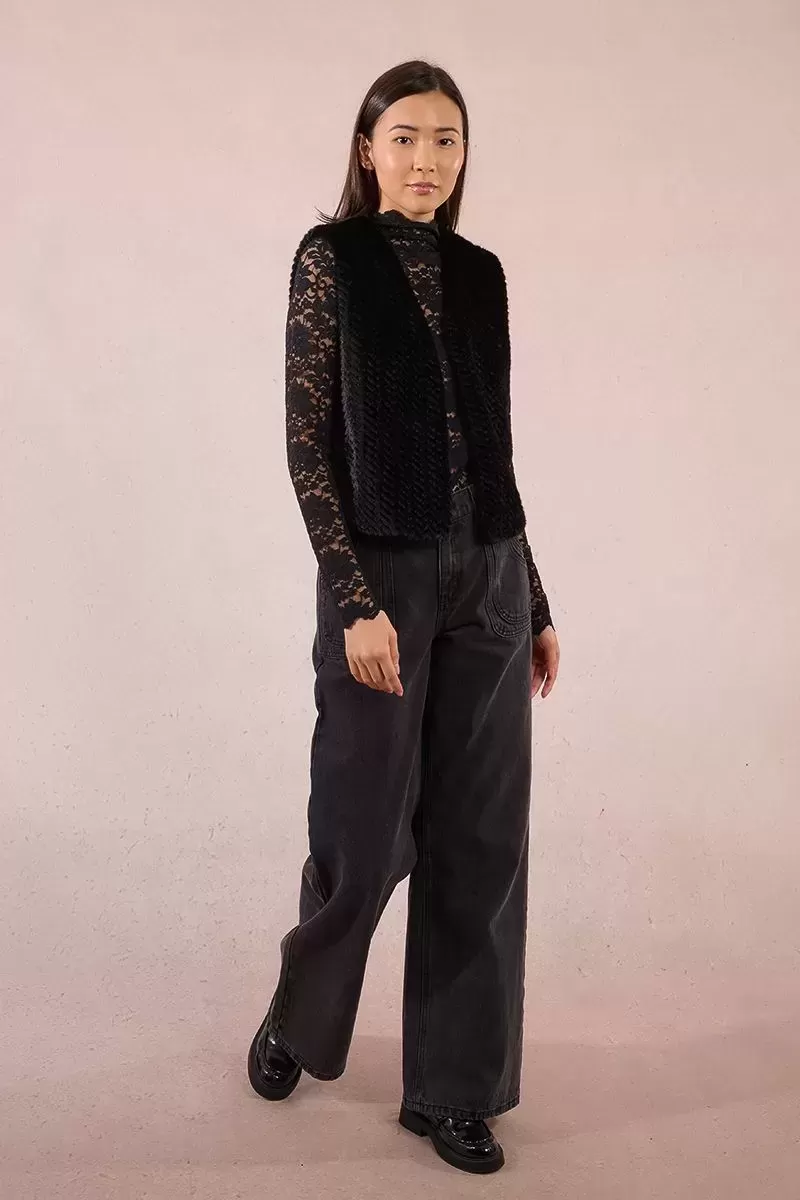 Gilet sans manche fausse fourrure