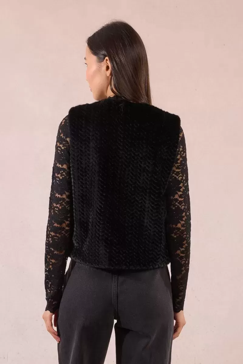 Gilet sans manche fausse fourrure