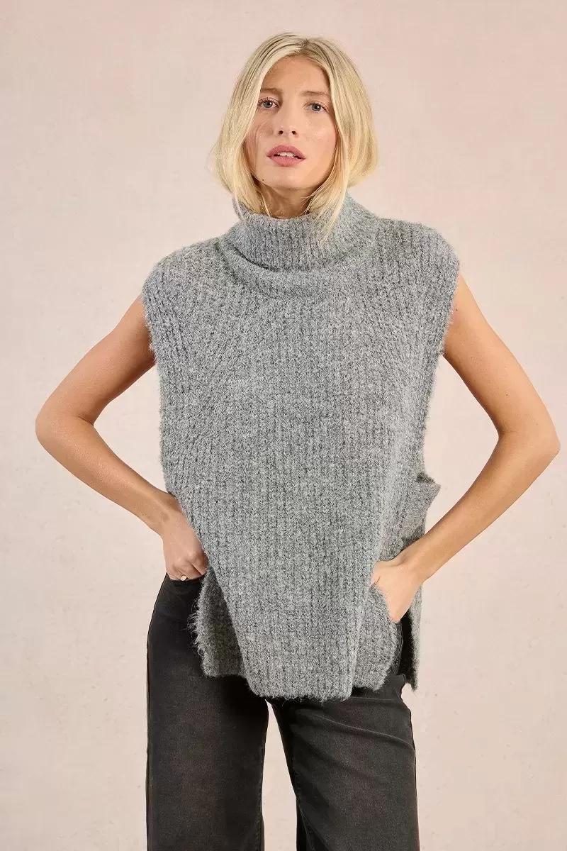 pull col roulé sans manches