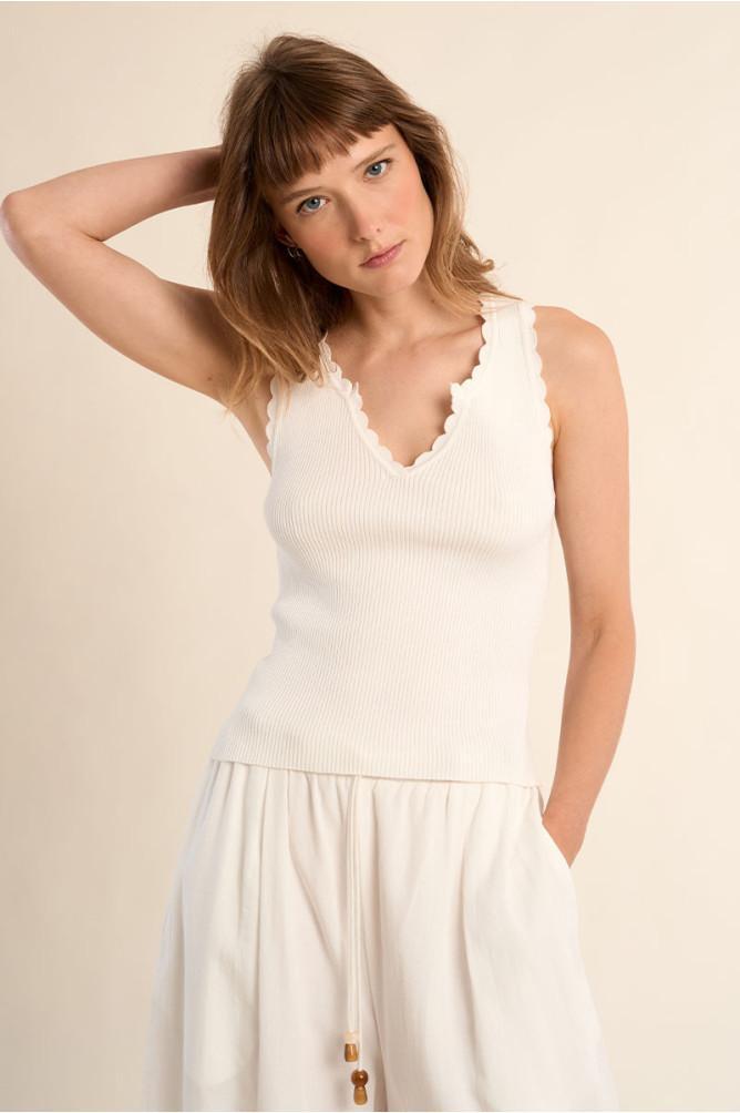 Débardeur en maille cotelee