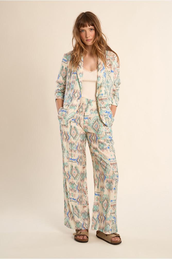 Pantalon droit à motif ethnique