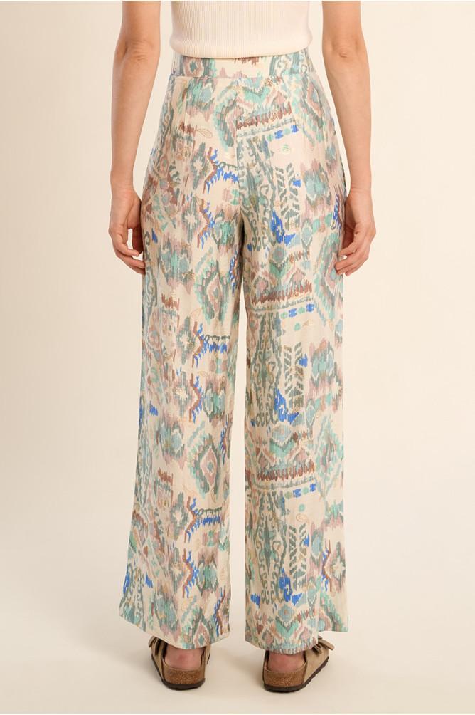 Pantalon droit à motif ethnique