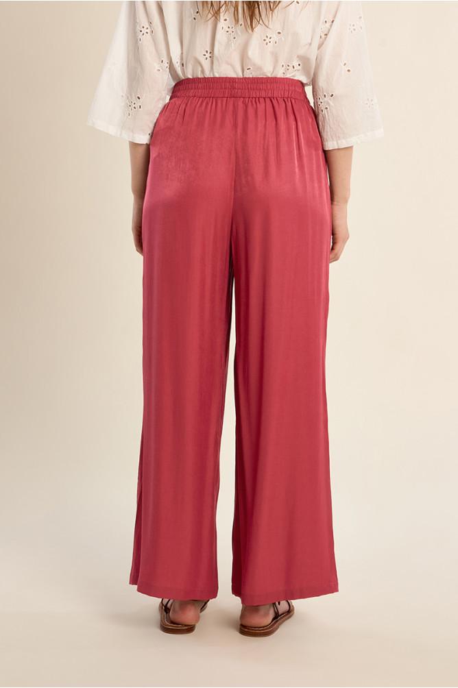 Pantalon large effet satiné