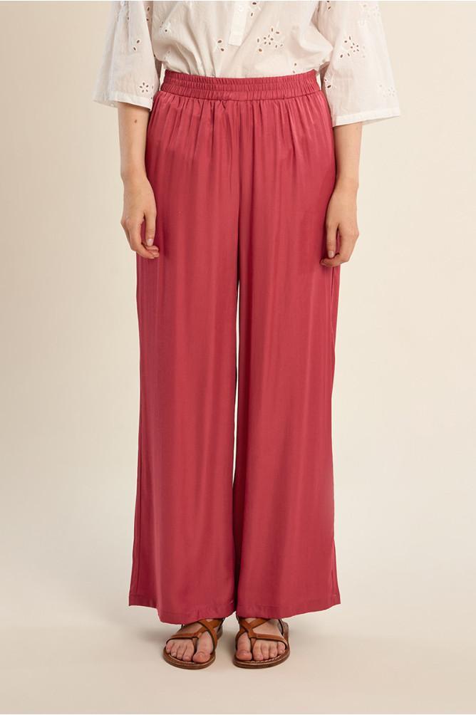 Pantalon large effet satiné