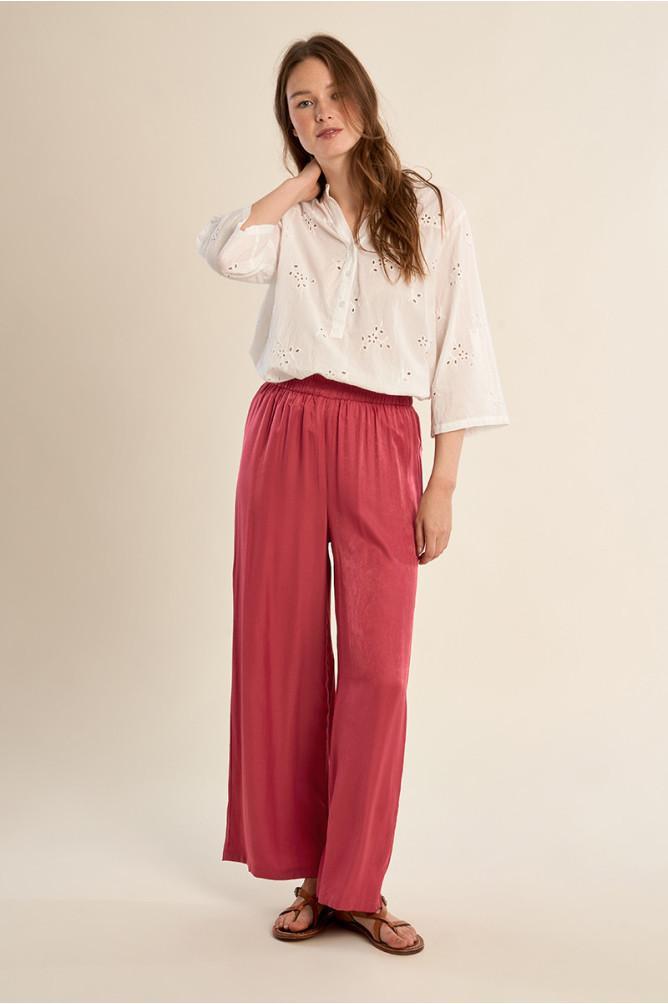 Pantalon large effet satiné