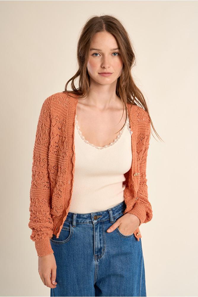 Cardigan en maille ajourée