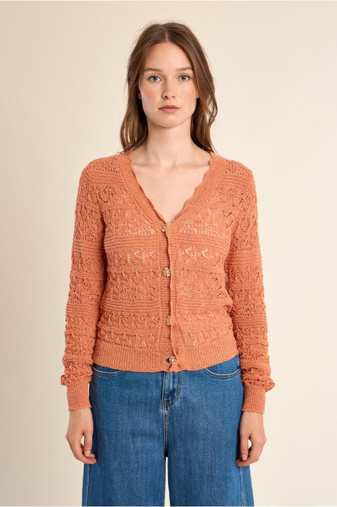 Cardigan en maille ajourée