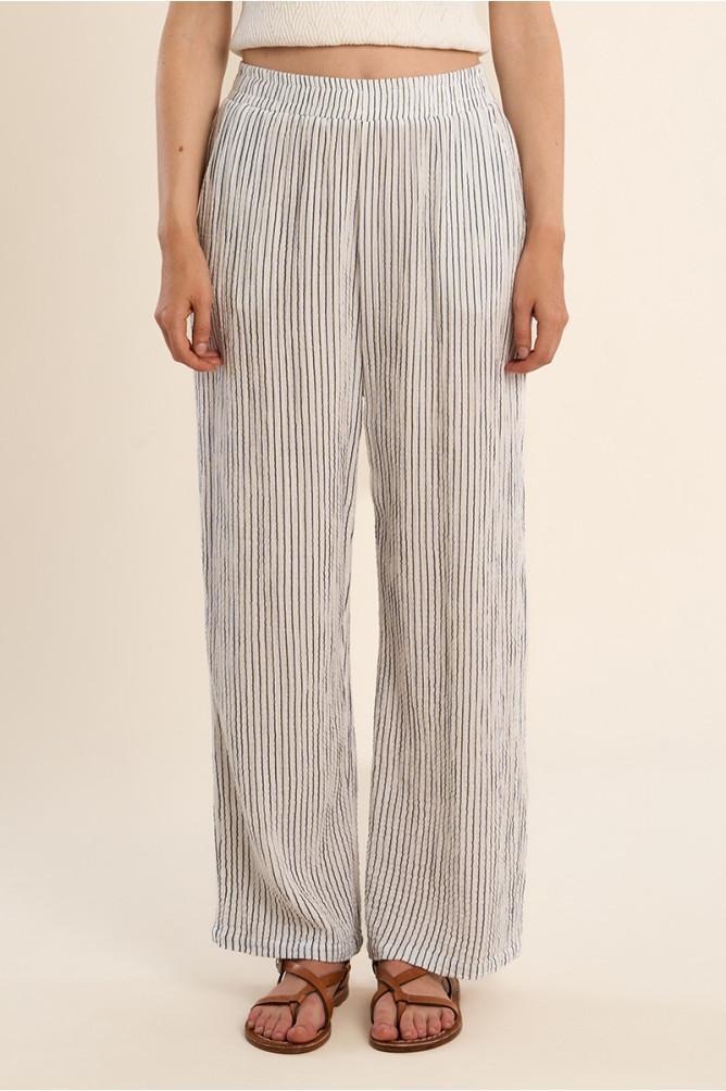 Pantalon en coton rayé