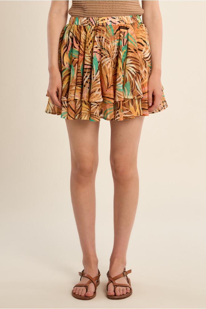 Mini jupe imprimée à volants