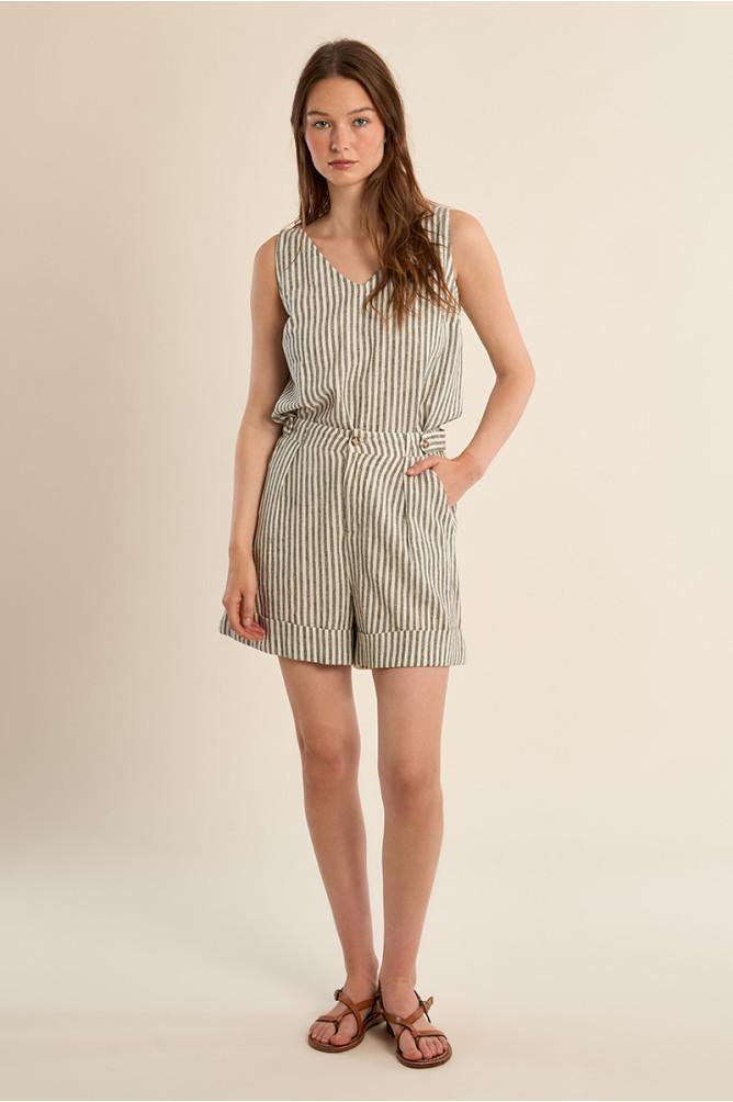 Short rayé en coton