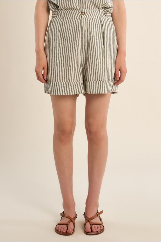 Short rayé en coton