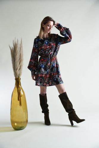 Robe ceinturée imprimée
